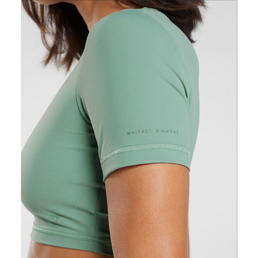 Gymshark DNU Whitney Short Sleeve Crop Top - Leaf Green - S - Picture 4 of 6